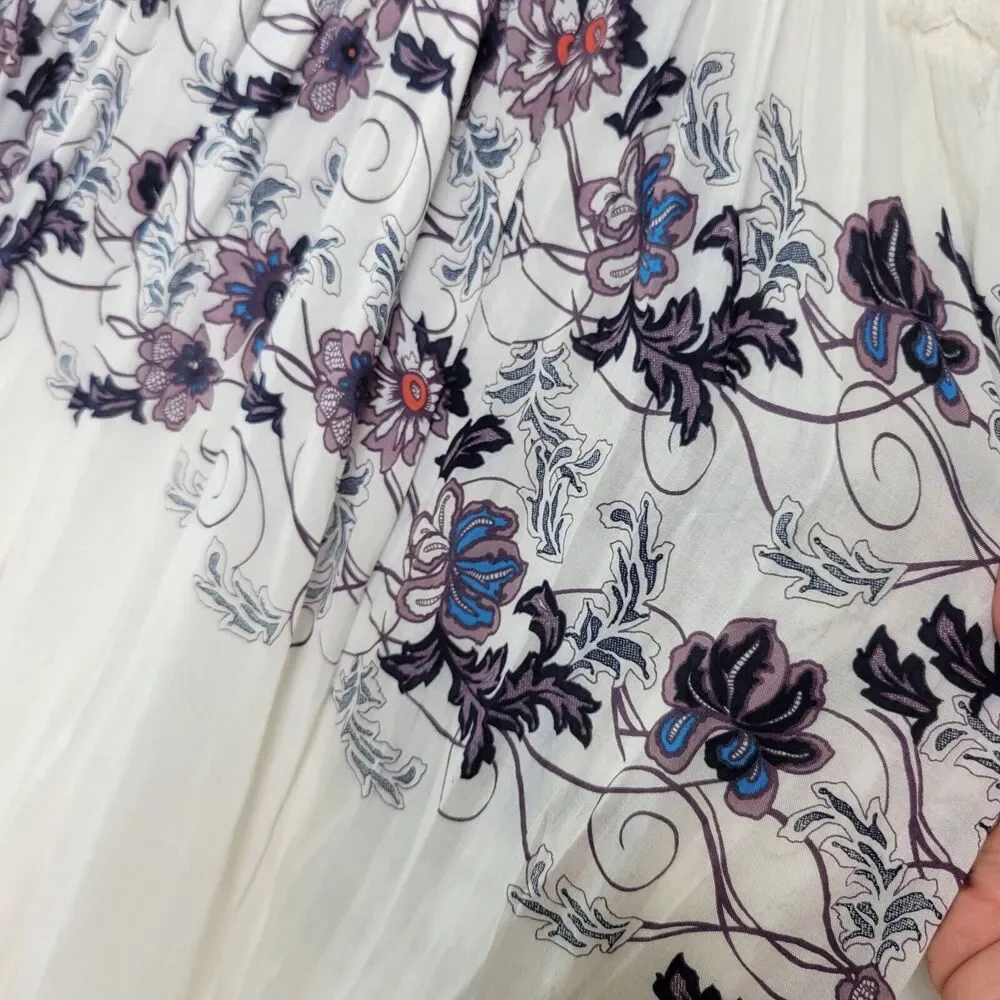 Free People Babydoll Maxi Dress SIZE S Cream Combo Floral Slip Maxi Dress Sheer - Picture 9 of 16